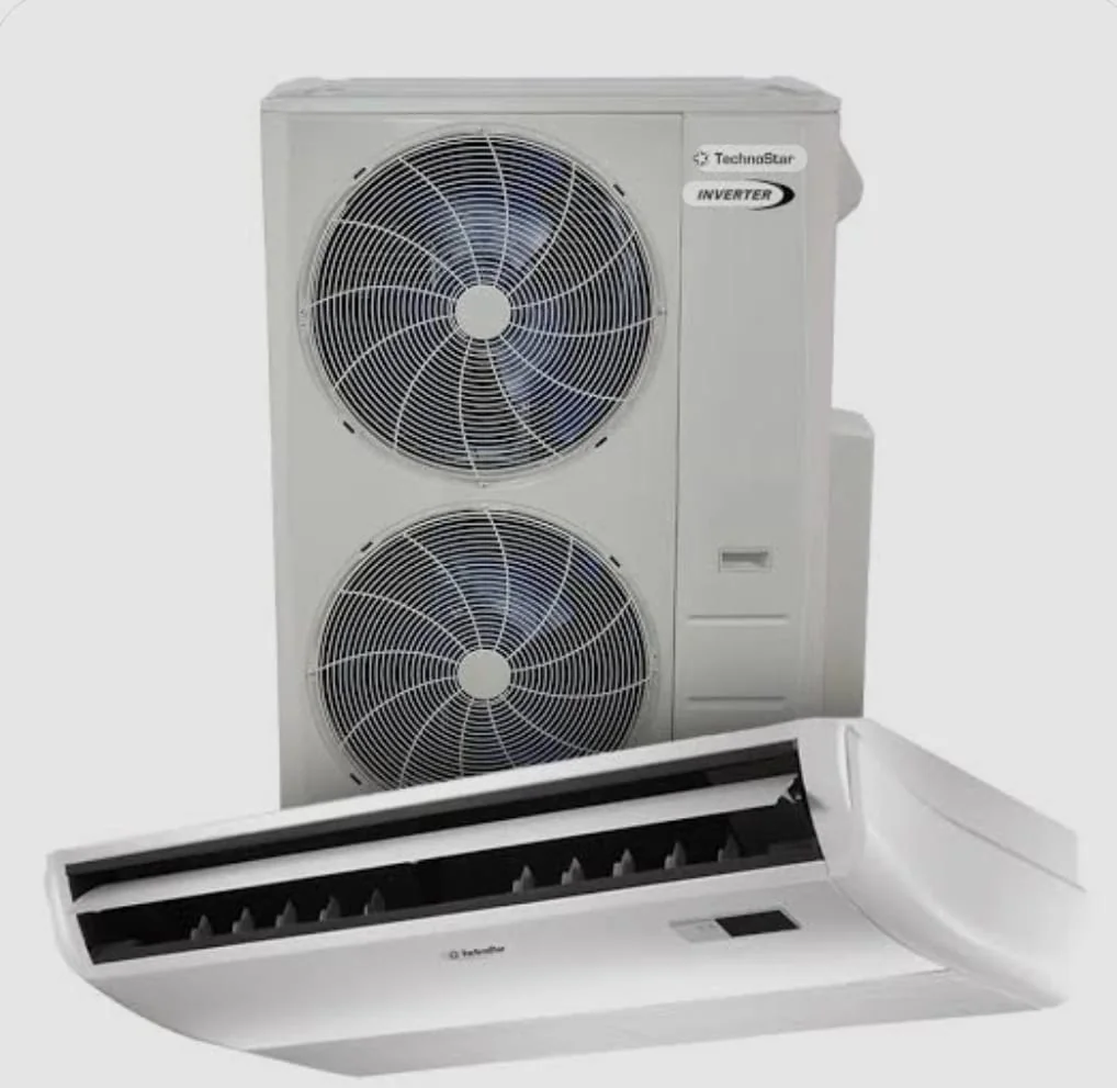 Equipo de aire acondicionado TechnoStar Inverter piso-techo — unidad interior y exterior